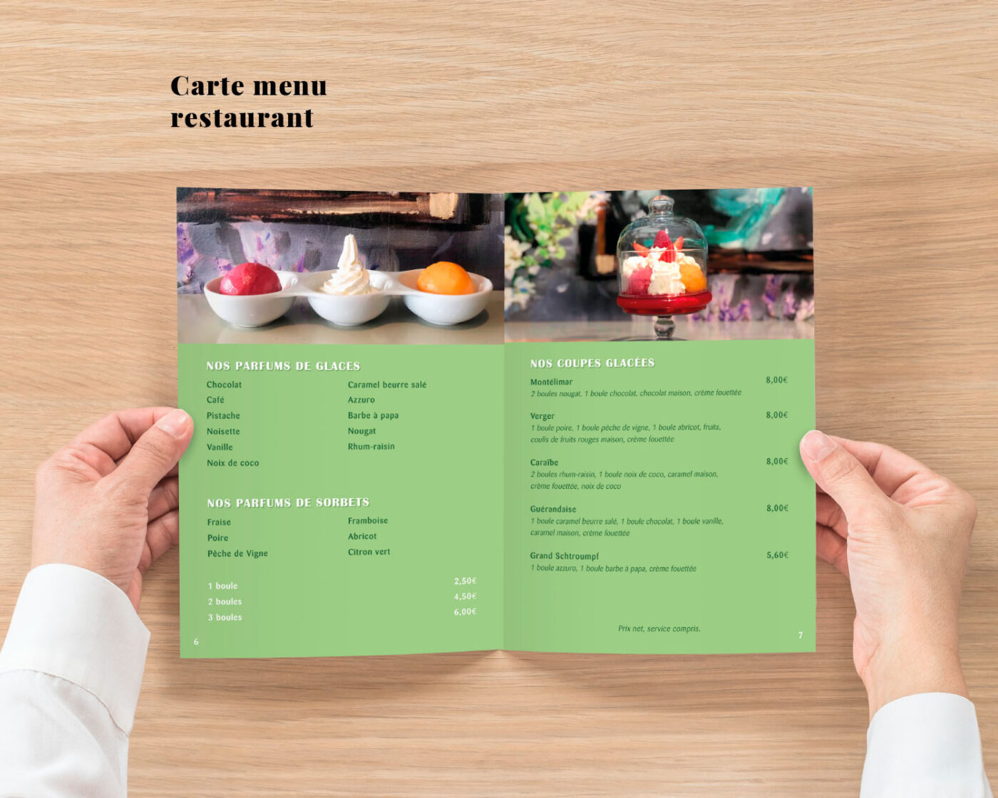 Carte menu pour un restaurant