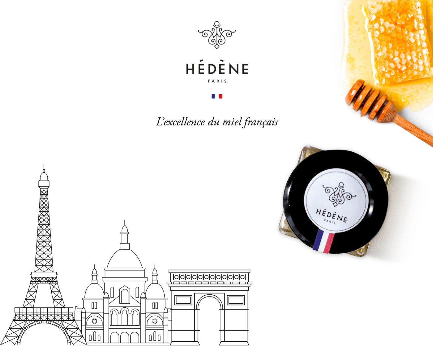 Création graphique pour la marque de miel Hédène, l'excellence du Miel français