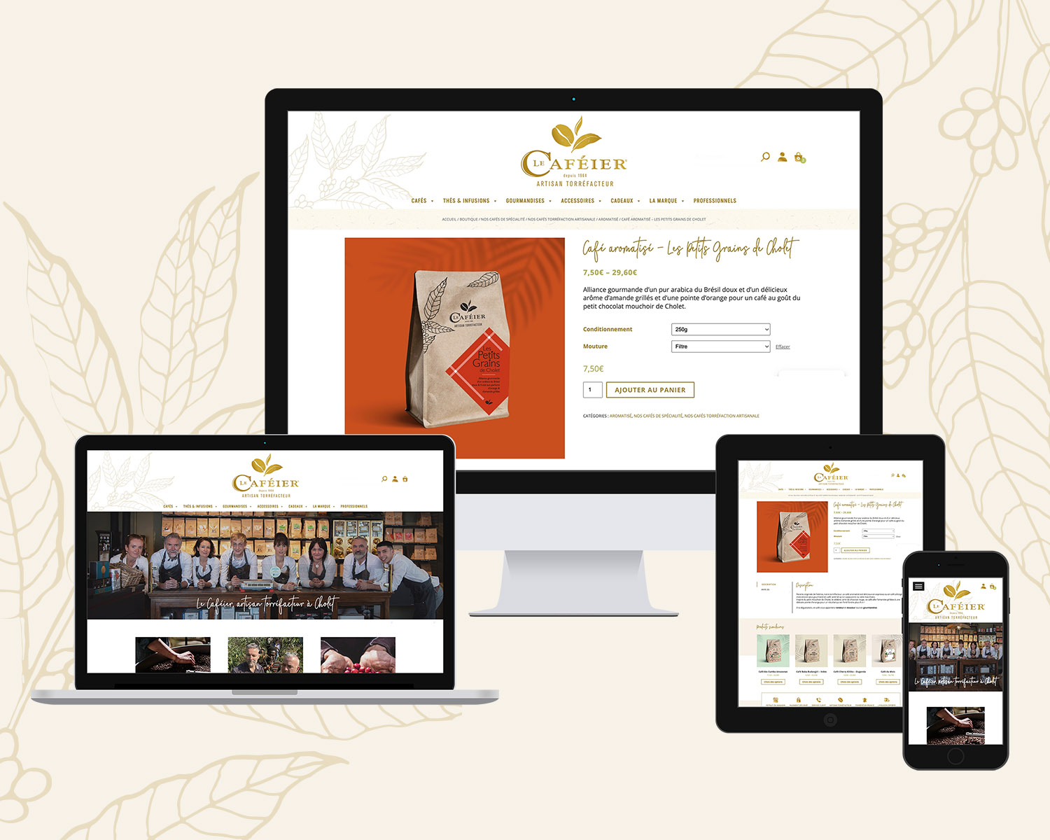 Site e-commerce Le Caféier, torréfacteur à Cholet