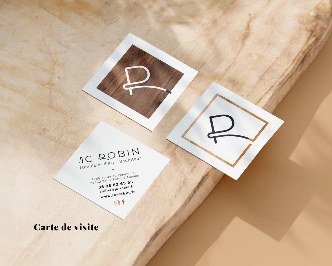 création de cartes de visite personnalisées pour le menuisier et artisan d'Art JC Robin