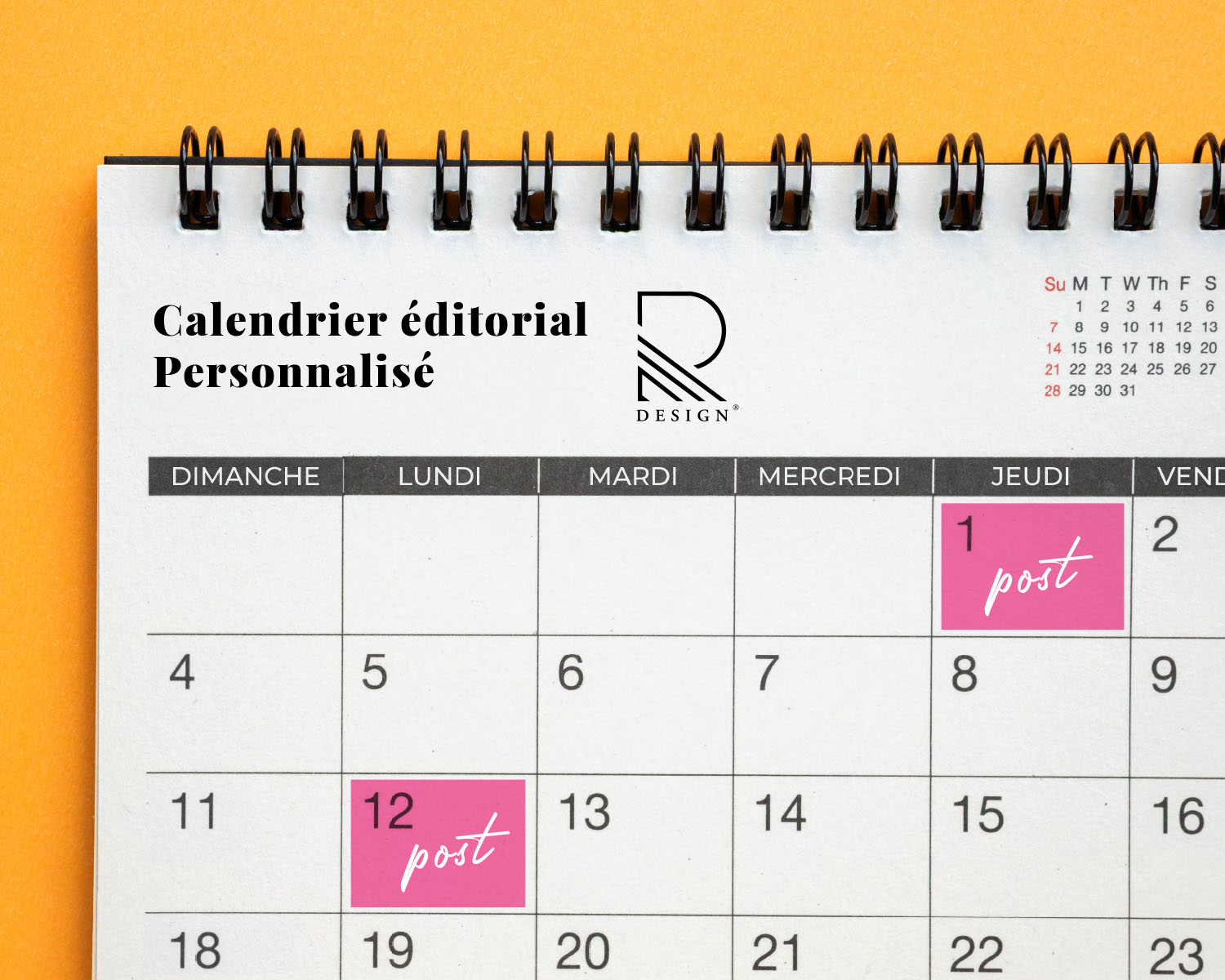 création du calendrier éditorial personnalisé pour chaque client