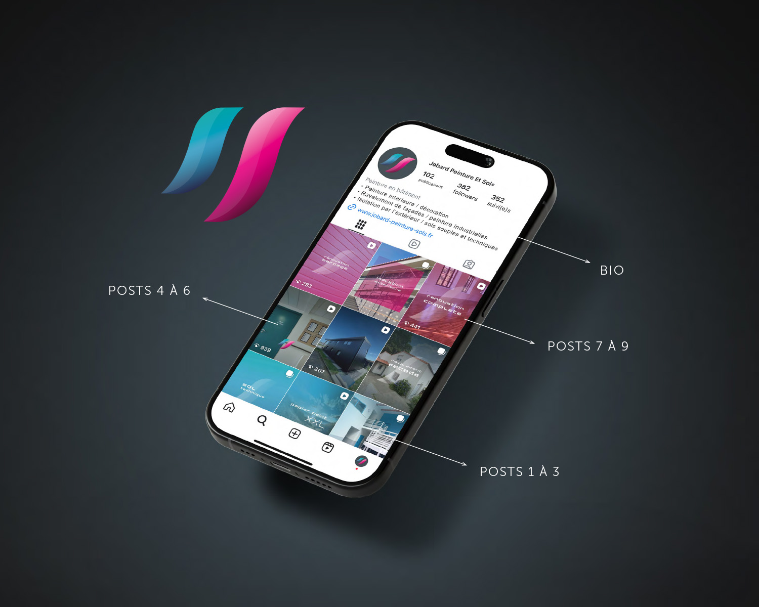 création du feed de la page instagram professionnelle et gestion des réseaux sociaux