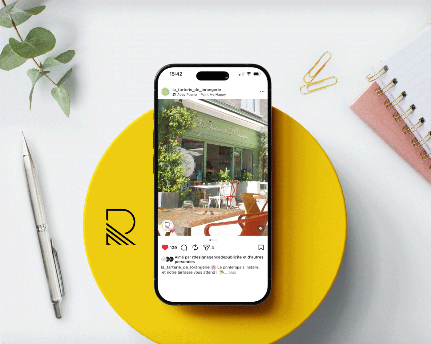 création et gestion d'une série de posts instagram pour le restaurant la Tarterie de l'Orangerie à Cholet (49)