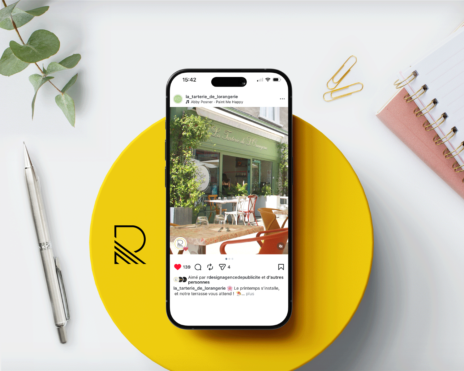 création et gestion d'une série de posts instagram pour le restaurant la Tarterie de l'Orangerie à Cholet (49)