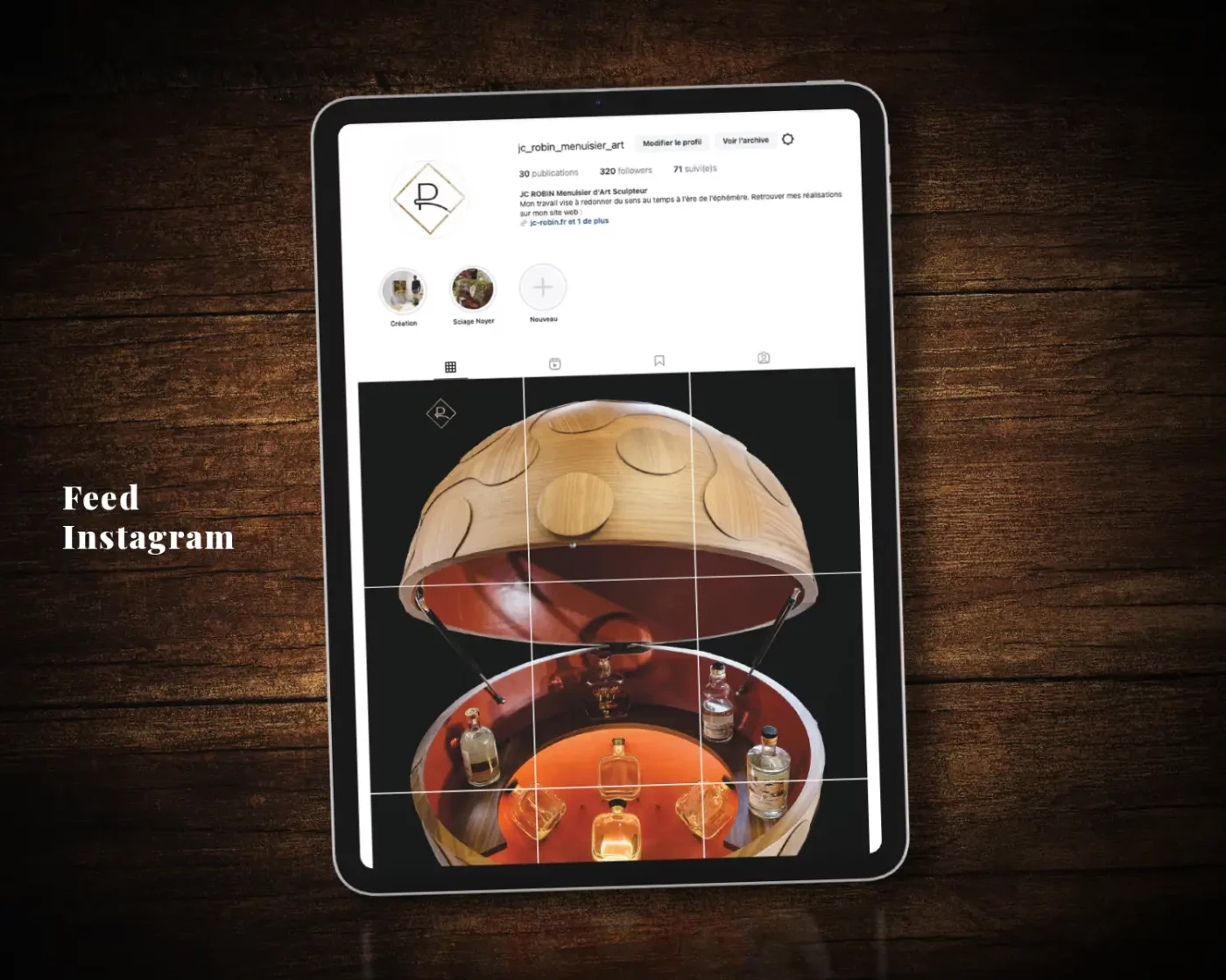 plan de communication posts instagram pour dévoilement d'une œuvre JC Robin